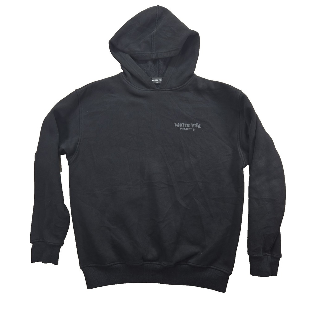 White Fox Hoodie Womens S/M Black Vol 5 Graphic Pullover Fleece Sweatshirt